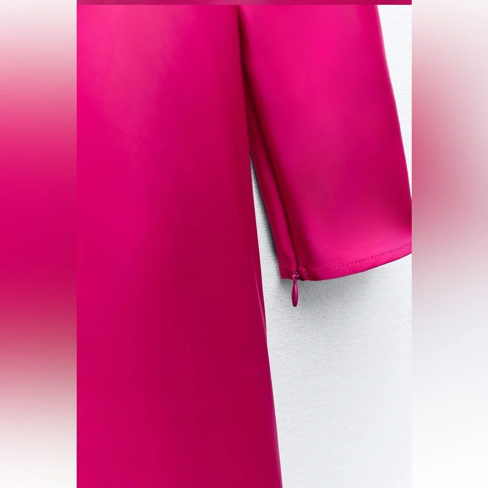 Zara NWT Satin Effect Midi Dress size L - Picture 9 of 9